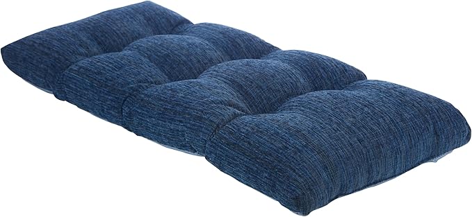 Klear Vu Corner Nook or Piano Seat Omega Non-Slip Tufted Bench Cushion for Indoor Furniture, Entryway Storage, Bay Window, 33 Inches, 10 Blue