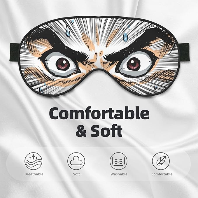 Sleep Eye Mask Cartoon Eyes Sleep Mask for Women Men Comfortable Eye Mask with Adjustable Strap Soft Eye Cover Blindfold for Travel Yoga Nap Shift Work