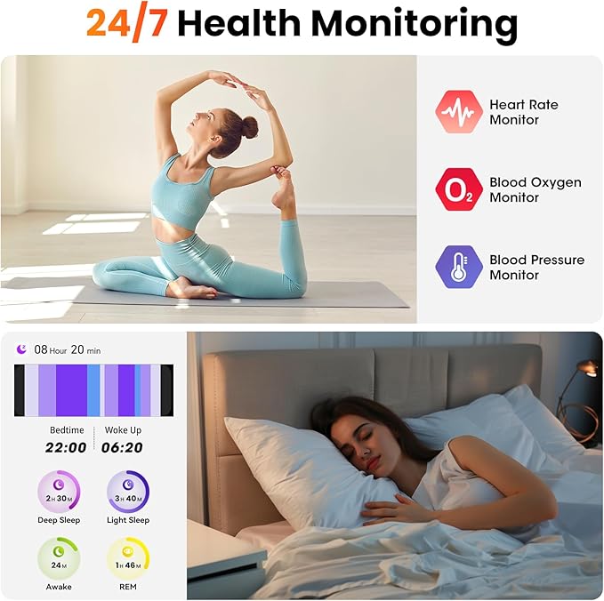 Hwagol Smart Watches for Women Android Phones iPhone Compatible(Bluetooth Call),1.39'' Round Sports Watch Fitness Tracker Heart Rate/SpO2/Sleep Monitor,Pedometer