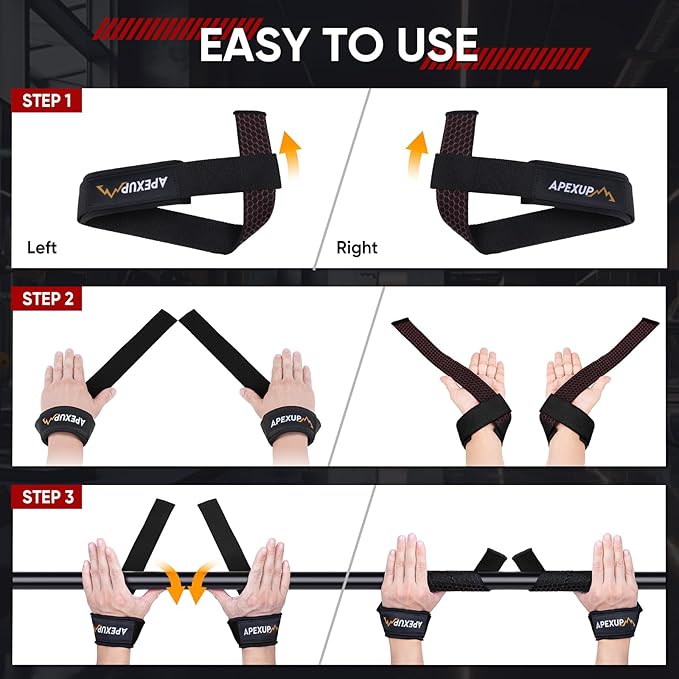APEXUP Weight Lifting Straps for Weightlifting, Lifting Wrist Straps Gym, Deadlift Strap, Anti Slip Silicone Weightlifting Strap Men Women Powerlifting, Strength Training