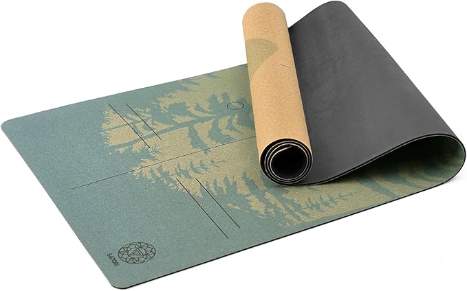 Cork Yoga Mat with Natural Rubber Base, Extra Size, Thickness and Support, Excellent Cushion & Grip, Non-Slip, Non-Toxic, Sweat-Resistant, Sustainable, Eco-friendly Exercise Mat