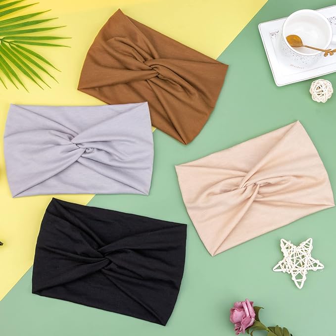 DRESHOW 8 Pack Turban Headbands for Women Wide Vintage Head Wraps Knotted Cute Hair Band Accessories, 0.2 pounds