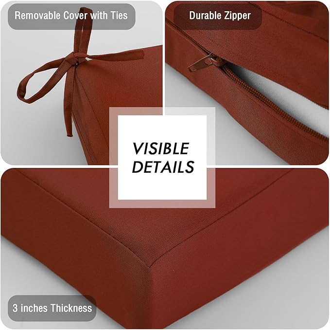 idee-home Outdoor Bench Cushion Waterproof, Bench Cushions for Outdoor Furniture, Patio Porch Swing Replacement Seat Pad with Ties for Garden Backyard, 42 x 18 Inch