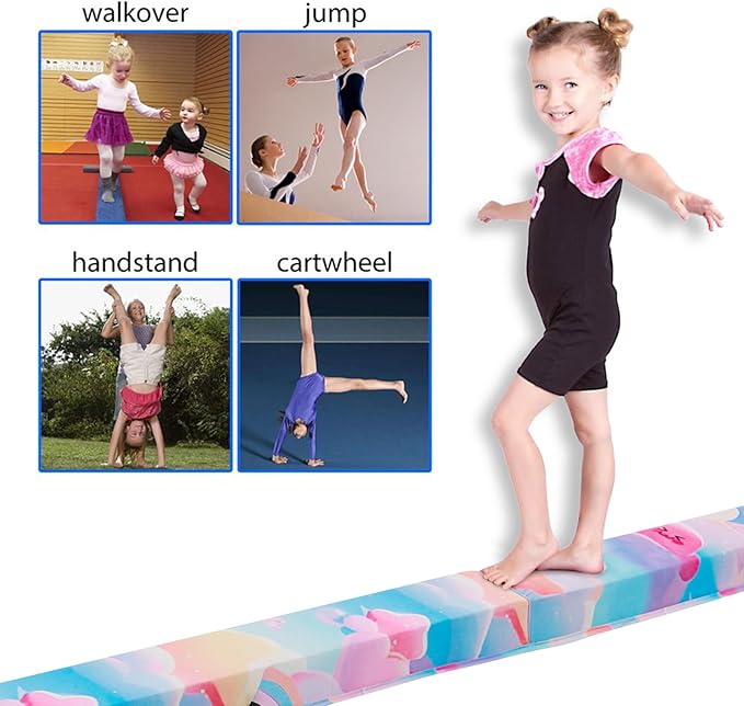FBSPORT 8ft/6ft Balance Beam: Folding Floor Gymnastics Equipment for Kids Adults,Non Slip Rubber Base, Gymnastics Beam for Training, Practice, Physical Therapy and Professional Home Training