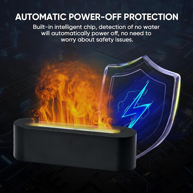 Essential Oil Diffuser, Fireplace Fire Flame Aromatherapy Diffuser, 150ml Ultrasonic Cool Mist Humidifier, Scent Aroma Diffuser with 7 Colors Light, Timer & Auto-Off for Home, Room (Black)