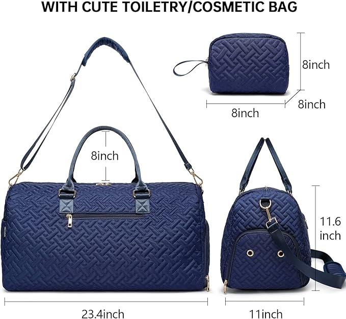 Duffle Bag for Travel, Weekender Bag with Shoe Compartment, Carry On Overnight Bag for Women with Toiletry Bag, Gym Bag with Wet Pocket, Hospital Bags for Labor and Delivery Beige