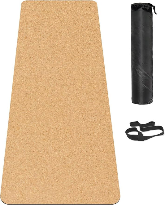 Cork Yoga Mat, with Cork Material as The Front and TPE as The Bottom of The Non-Slip Fitness Mat, Suitable for All Types of Yoga and Fitness Activities.