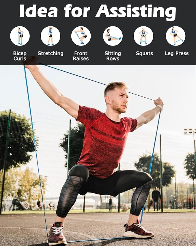 Zacro Resistance Bands, 6 Resistance Levels Pull Up Assistance Bands, Exercise Bands for Men&Women, Heavy Duty Resistance Band Set with Door Anchor, for Working Out, Muscle Training, Physical Therapy