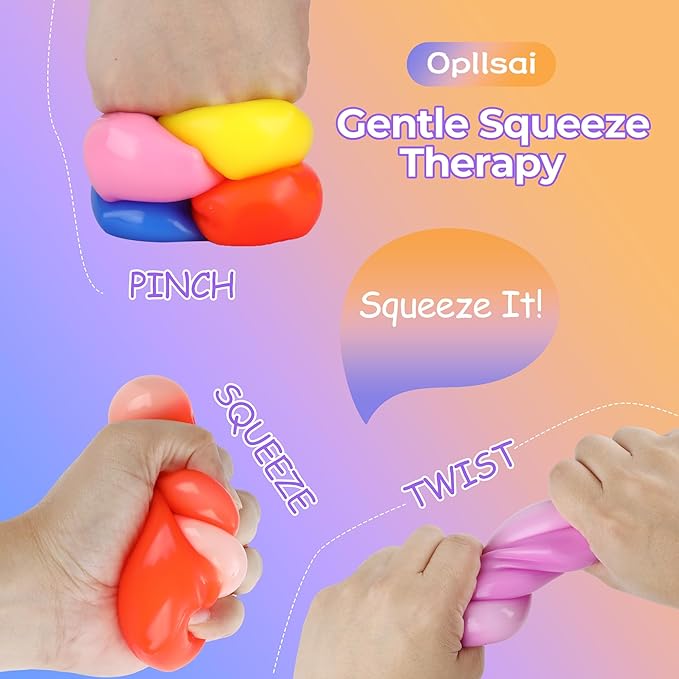 Slow Rise Stress Cube 24 Pack,Gentle Fidget Toys for Anxiety Stress Relief,Cube Stress Ball Toys, Dough Squishies Cube,Fidgets for Classroom Prize Box Toys