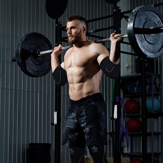 Elbow Sleeves (Pair),Support for Weightlifting,Powerlifting,Squat,Basketball and Tennis,5mm Neoprene Compression Brace for Both Women and Men (Large, Black New)