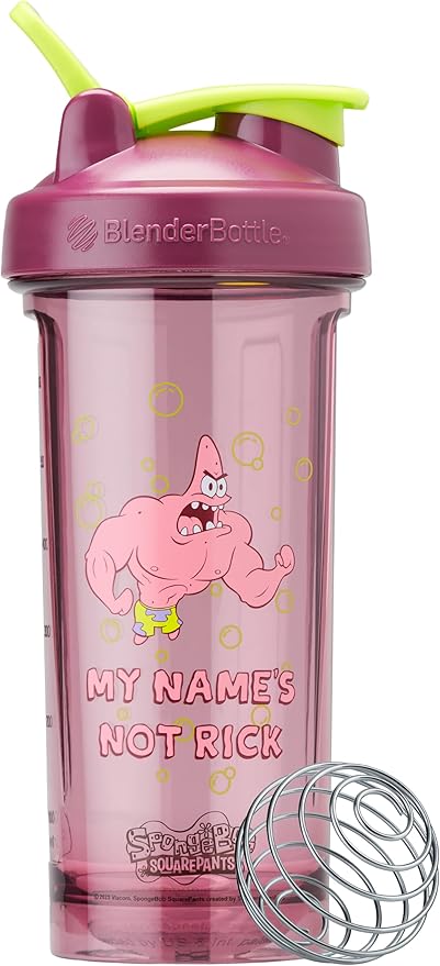 BlenderBottle Spongebob Shaker Bottle Pro Series Perfect for Protein Shakes and Pre Workout, 28-Ounce, Red, My Names Not Rick