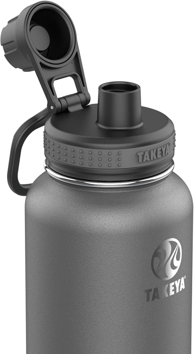 Takeya Originals 40 oz Vacuum Insulated Stainless Steel Water Bottle with Spout Lid, Graphite