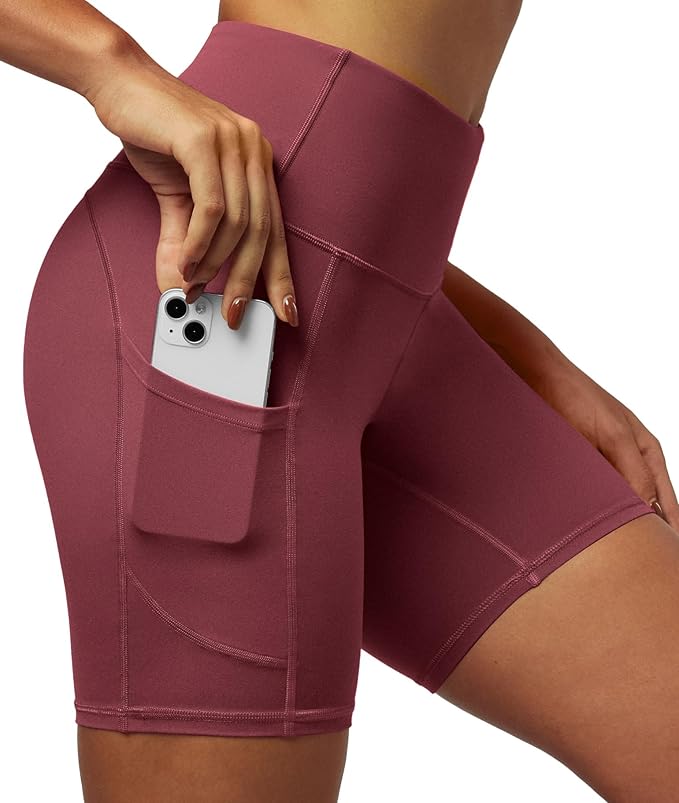 IUGA Biker Shorts Women 6" Tummy Control Workout Shorts Women with Pockets High Waisted Yoga Running Gym Spandex Compression