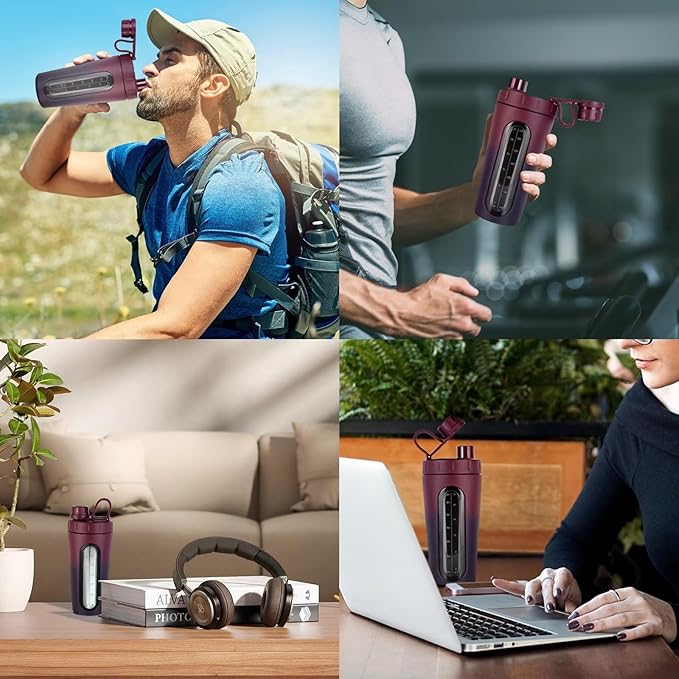 TOOFEEL Shaker Bottles for Protein Mixes - 28 oz Stainless Steel Protein Shaker with 2 Shaker Balls, Not Stays Cold/Hot, Visible Window Metal Shaker Cups, Leakproof, BPA Free Bottle Shaker