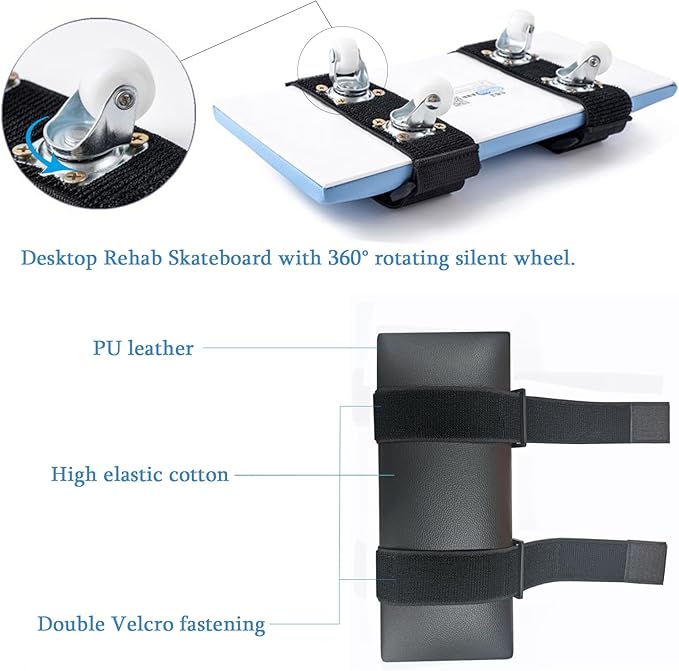 Desktop Rehab Skateboard 360° Roating Wheels Rehabilitation Trainer Shoulder and Arm Exercise for Stroke Hemiplegia Patients Improve Flexibility Stretching