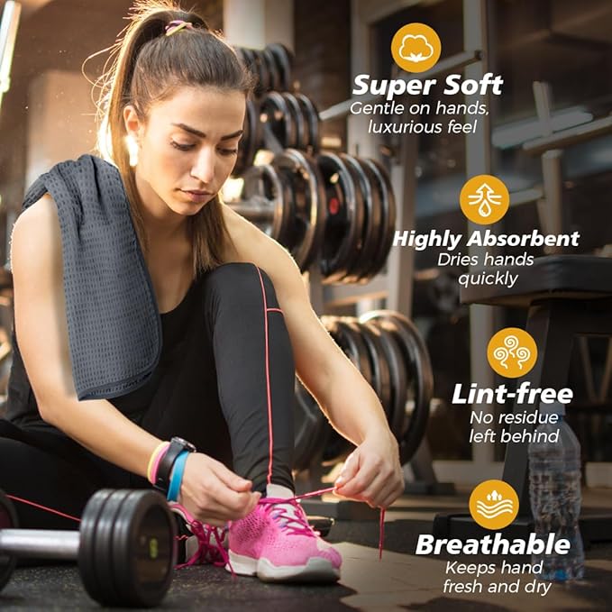 HOMEXCEL 4 Pack Microfiber Gym Towels Grey Fitness Towels Ultra Soft, Highly Absorbent and Quick Dry Towel for Gym, Shower, Hotel, Spa 15 x 25 Inch