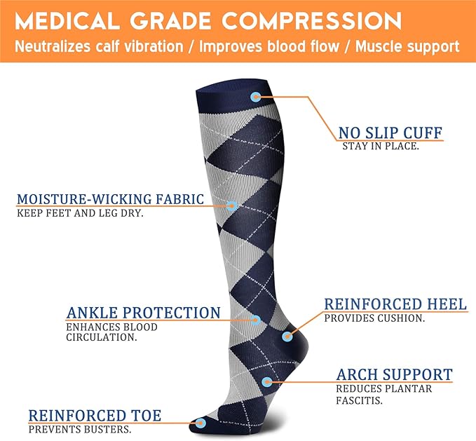 Compression Socks for Women & Men 15-20 mmHg, Best for Medical, Nursing, Running, Athletic, Varicose Veins, Travel