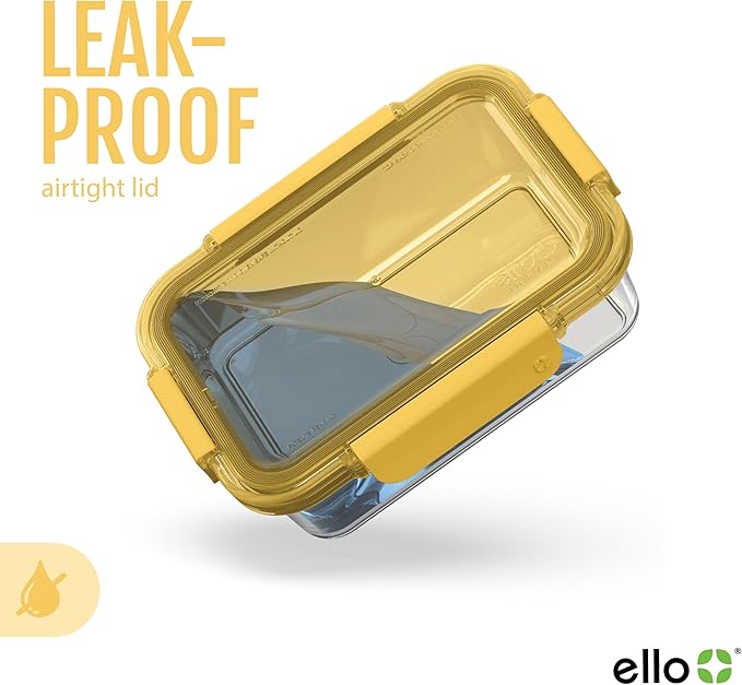 Ello Color Lock 20PC Mixed Glass Food Storage Sets, Leak-Proof Glass Food Storage Containers with Airtight BPA-Free Plastic Lids, Dishwasher, Microwave, and Freezer Safe, Desert Festival