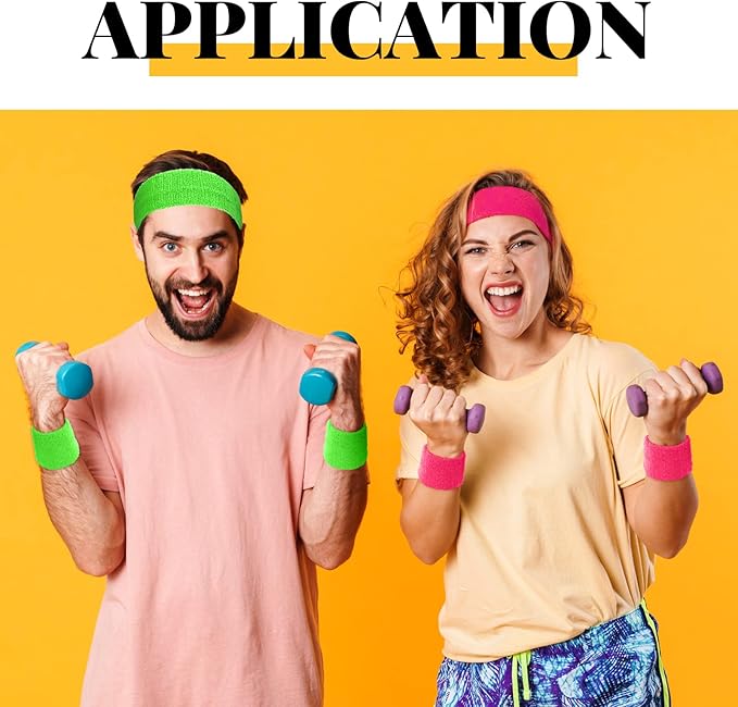 Haysandy 4 Sets 80s 90s Leg Warmers Set for Women Costume Neon Headband Rainbow Wristbands for Sport Yoga Workout Clothes