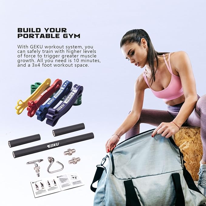 Resistance Band Bar, Length-Adjustable Detachable Heavy Duty Workout Bar for Resistance Band Training, Core Muscle Training, Home & Ourdoor Workout, Max Load 800 Lbs