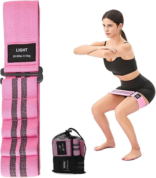 Adjustable Fabric Resistance Bands for Squats, Glutes & Legs – 5 Levels of Customizable Size, Width & Tension, Non-Slip Booty Bands for Men and Women, Pilates & Yoga Workouts(Medium)