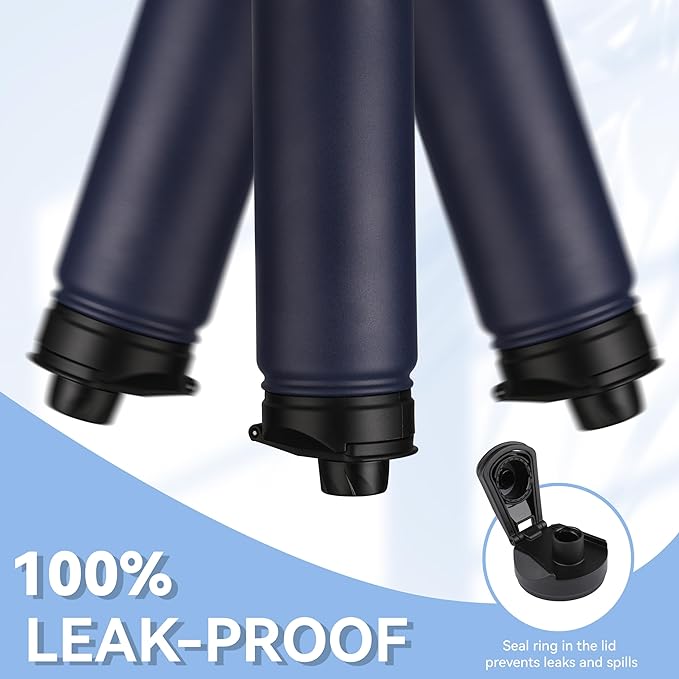 HASLE OUTFITTERS Insulated Water Bottle 22 oz Double Wall Stainless Steel Water Bottle Wide Mouth with Straw Lid & Spout Lid Keeps Cold or Hot(Navy,1)