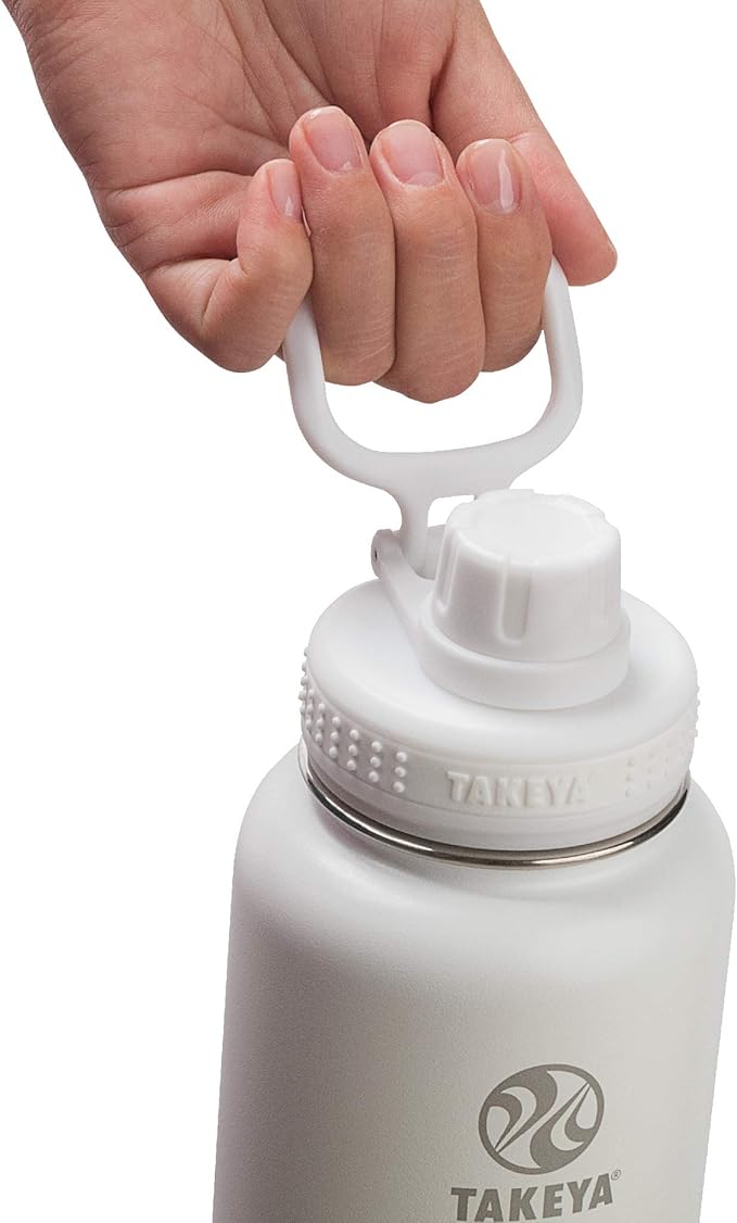 Takeya Actives Water Bottle with Straw Lid - Durable & Easy-Care Water Bottle with Stainless Steel Insulation - BPA-Free Lid with Carry Handle & Straw - Dishwasher-Safe - 24 oz, Arctic
