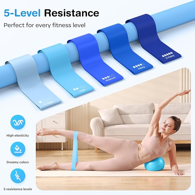 Pilates Equipment at Home Essentials Pilates Kit for Women 13Pcs Pilates Workout Set with 13” Ring, 10” Ball and Resistance Bands Set for Beginners