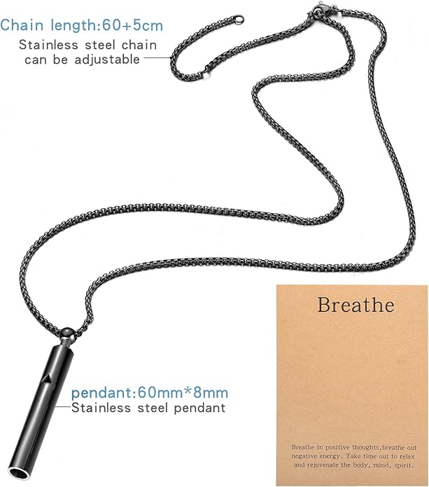 Anxiety Breathe Easy Necklace Mindfulness Breathing Necklace Breathlace Stainless Steel Pendant for Natural Calm & Stress Relief