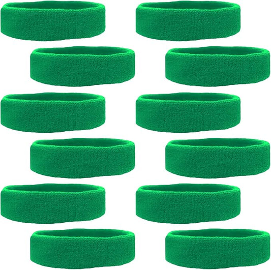 12 Sweatbands Cotton Sports Headbands Terry Cloth Moisture Wicking Athletic Basketball Headband by Kenz Laurenz