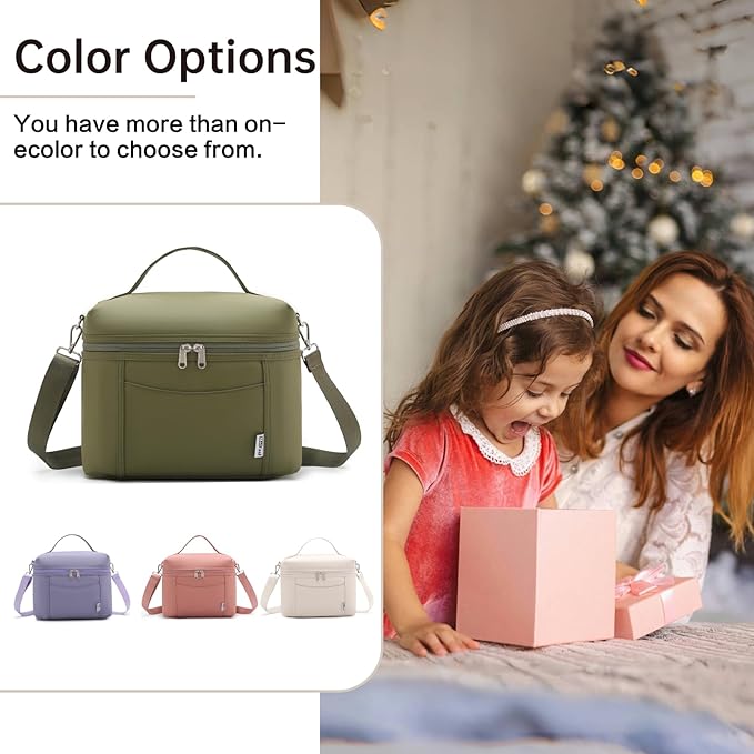Insulated Lunch Bag for Men Women Leakproof Lunch Cooler Bag Adult Portable Lunch Box Bag with Adjustable Strap Lunch Box for Office Picnic Army Green