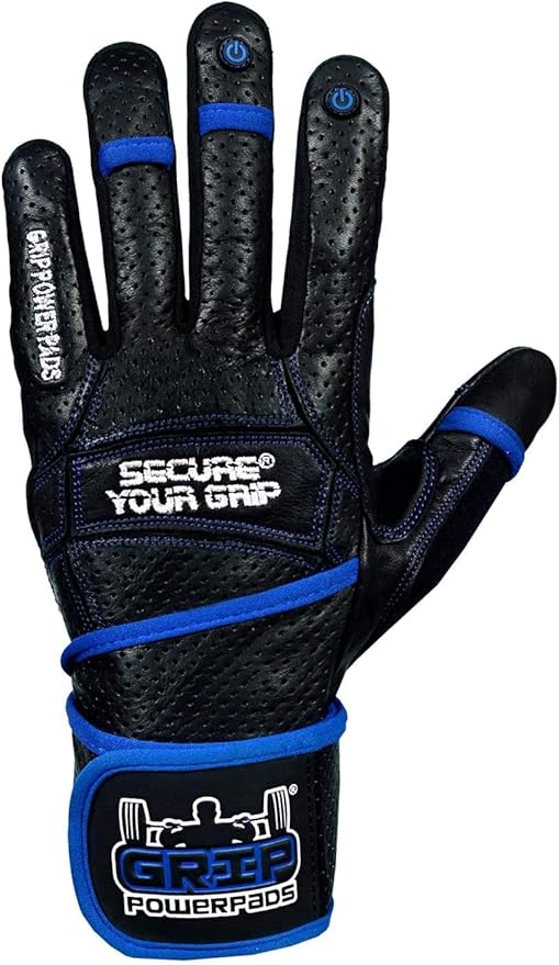 Elite Leather Gym Gloves with Built in 2" Wide Wrist Wraps Grip & Design for Weightlifting Power Lifting Bodybuilding & Strength Training Workout Exercises