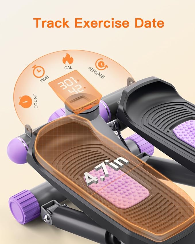 Steppers for Exercise at Home, Mini Stepper with Resistance Bands Portable Stair Stepper for Buttocks Lifting and Body Shaping