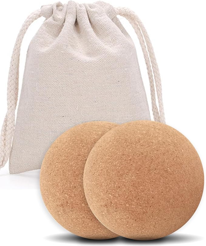 KITWILD Cork Massage Ball, High Density Fine Particles Massage Ball for Deep Tissue Muscle Massage, Myofascial Release, and Yoga Therapy, 2.5 Inch Lacrosse Ball - 2 Pack