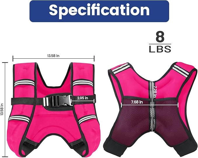 Zikopomi Weighted Vest Woman Man, 6lb/8lb/12lb/16lb/20lb/25lb/30lb Weight Vest with Reflective Stripes for Workout, Strength Training, Running, Fitness, Muscle Building, Weight Loss, Rucking Vest