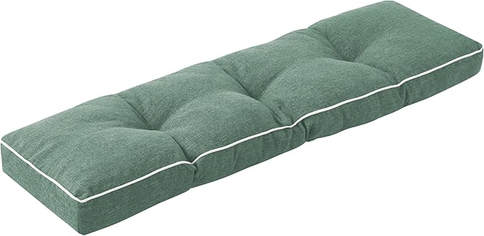 Bench Cushions for Outdoor Furniture, 42 x 16 Inch Outdoor Bench Cushion, Patio Bench Cushion with Durable Ties, Long Patio Seat Cushions for Garden, Indoor, Kitchen&Dining, Green