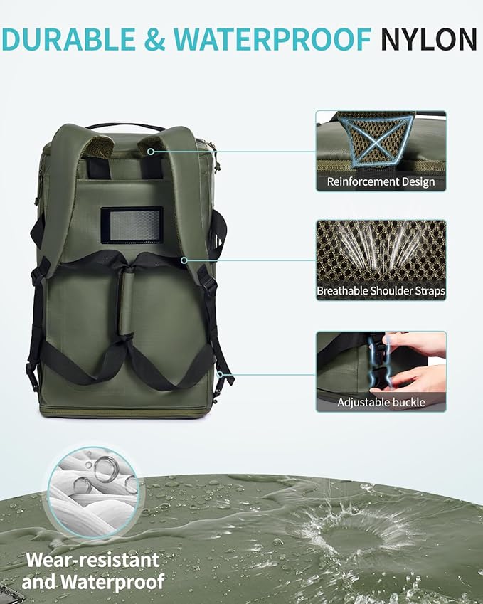 ECOHUB 40L Gym Bag for Women Men Water Resistant Sports Duffle Bag with Shoes Compartment& Wet Pocket, Travel Weekender Camping Backpack