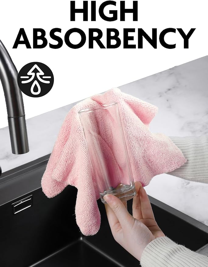 Fantasticlean Microfiber Cleaning Cloth Roll -75 Pack, Tear Away Microfiber Towels, 12" x 12", Reusable, Washable, Scratch Free, Ultra Absorbent Dish Rags for Car, Home, Garage or Shop (Pink)