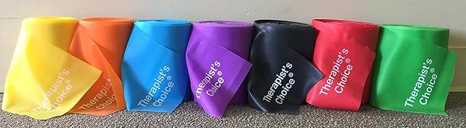 Therapist’s Choice® Professional Non-Latex Resistance Bands for Upper and Lower Body Exercise Workouts, Physical Therapy, Lower Pilates, and Rehab, 25 Yard (75 Feet) Roll Bulk Roll