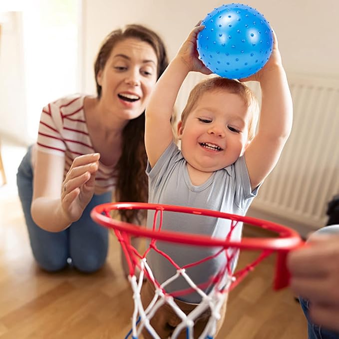 Hymaz 20Pcs Bouncy Balls for Kids Toddlers, 9 Inch Sensory Balls Spiky Massage Stress Ball Bulk with Air Pump, Indoor Outdoor Adult Sports Sensory Toys & Kids Fun Beach Party Favors