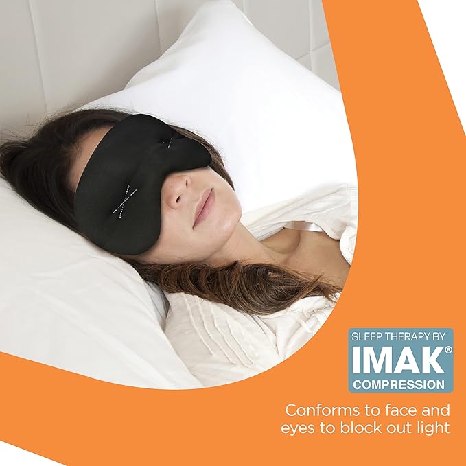 Brownmed IMAK Eye Pillow - Sleep Mask with ErgoBeads for Pain Relief - Cooling & Relaxing Sleep Aid - Black
