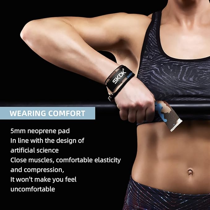 SKDK Cotton Hard Pull Wrist Lifting Straps Grips Band-Deadlift Straps with Neoprene Cushioned Wrist Padded and Anti-Skid Silicone - for Weightlifting, Bodybuilding, Xfit, Strength Training