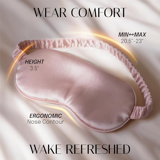 Silk Sleep Mask Eye Mask Blindfold with Double Layer Silk Filling and Elastic Strap for Full Night's Sleep, Travel and Nap, Eye Cover Eyeshade with Luxury Bag and Ear Plugs by OLESILK (Light Plum)