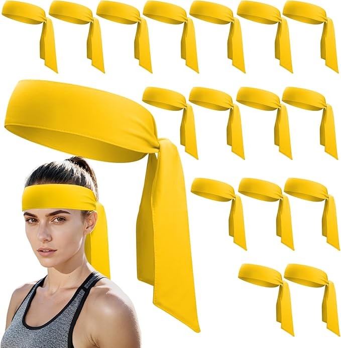 ONUPGO 18Pcs Head Ties for Men Women, Adjustable Headbands Sports Sweatband Ninja Ties Head Band, Sweat Wicking Workout Headband for Sports, Running, Tennis, Yoga, Soccer, Karate