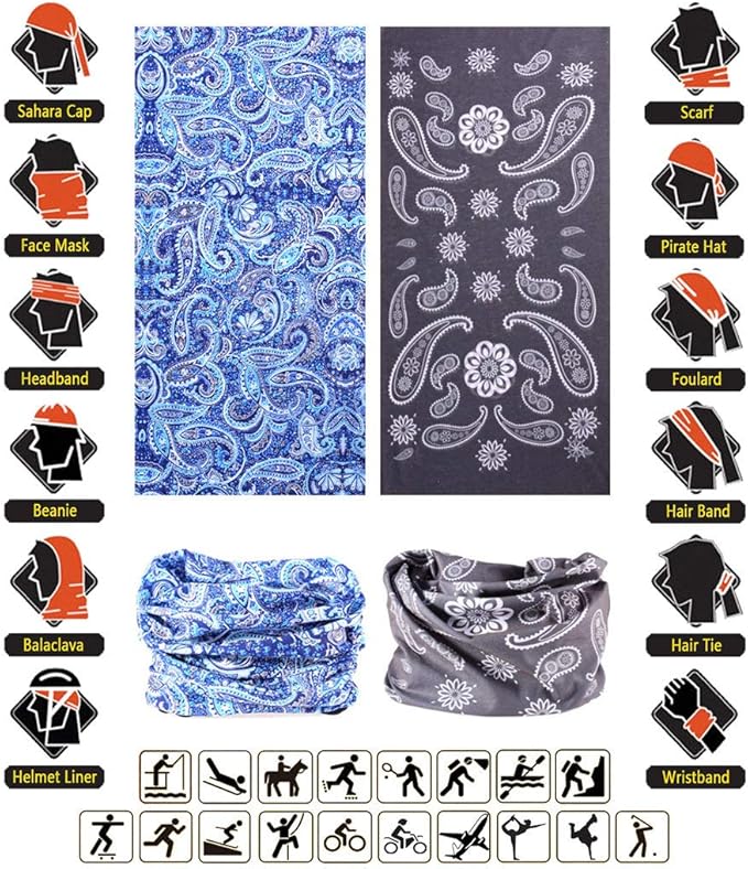 Headband Neck Gaiter Head Wrap Headwear Face Mask Magic Scarf Bandana for Men and Women