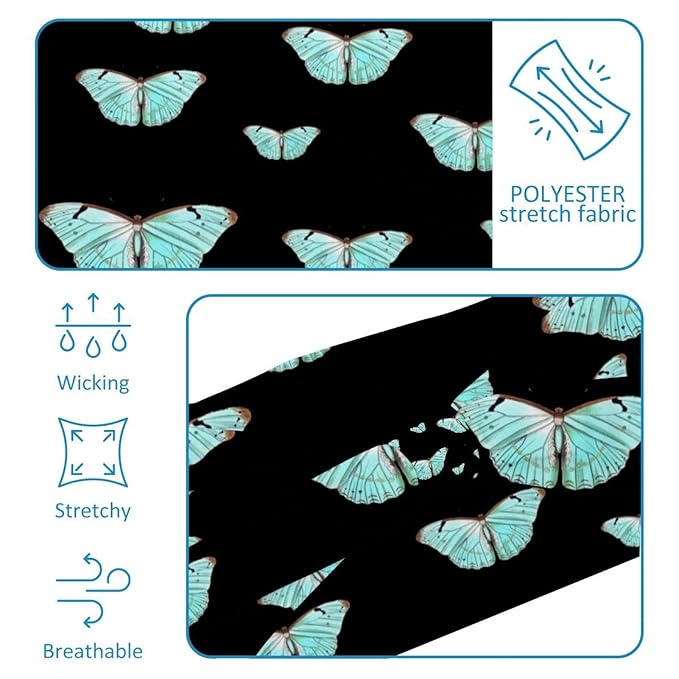 Women's Headband Yoga Workout Exercise Headbands Elastic Hair Band for Women’s Hair, Butterfly on Black Background