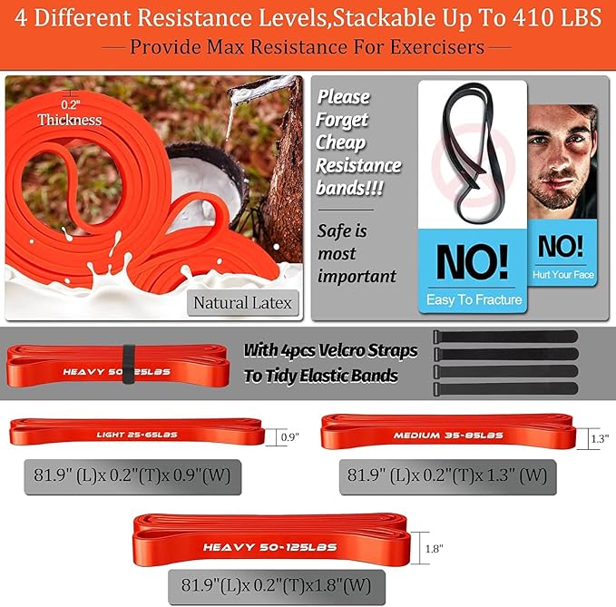 Detachable Resistance Bar with 3 Stackable Bands & Door Anchor - 500LBS Heavy Duty Home Gym Kit, Portable Full Body Workout Equipment (90cm Bar, Workout Guide)