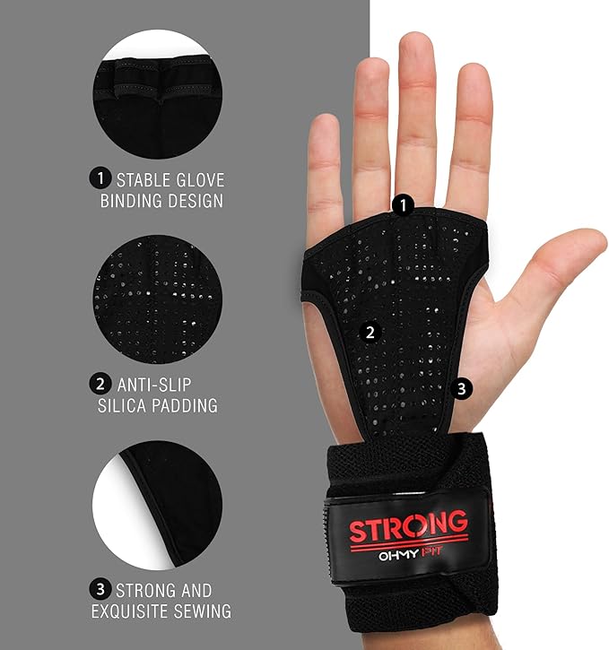 Men's Heavy Duty Wrist Wrap Gloves - Ideal for Workouts, Gym, Deadlifts, and Crossfit with Wrist Palm Protection