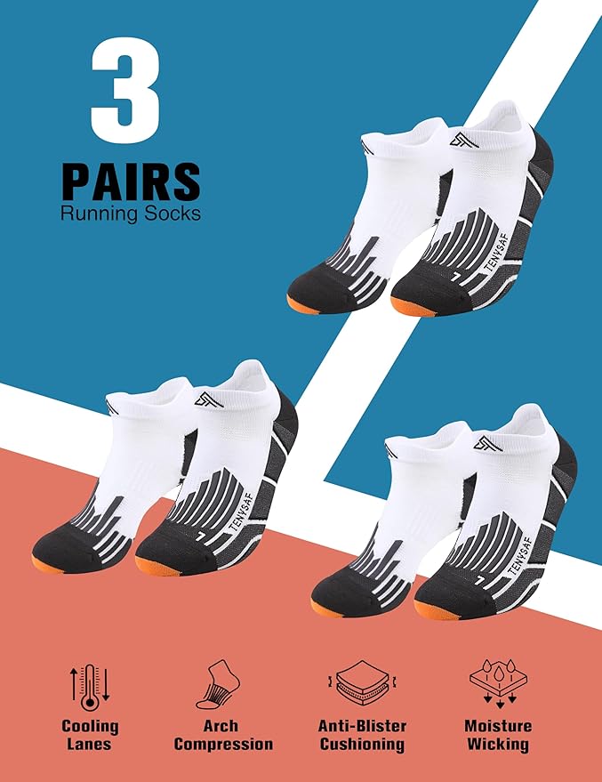 Compression Athletic Running Socks: Men Women's Low Cut Ankle Socks for Sport Enthusiasts Hiking Cycling Basketball