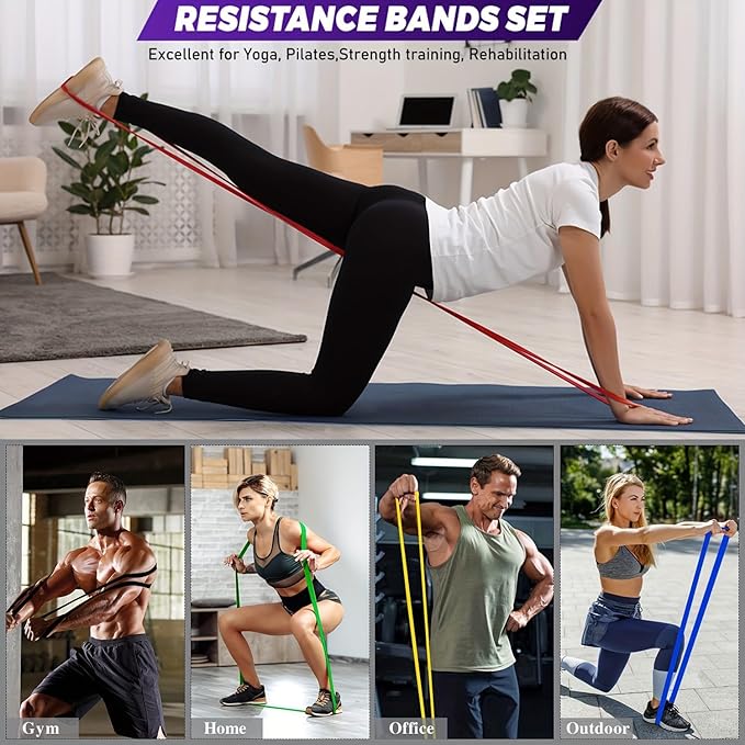 Professional Resistance Bands Set - Versatile Pull Up Bands for Working Out, Physio Therapy, and Muscle Training; Includes Door Anchor & Handles for Home Fitness - Ideal for Both Men and Women